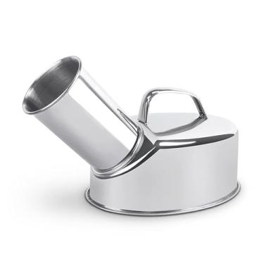 Imagem de Smowfes Mictório de aço inoxidável ao ar livre para homens - Mictório portátil à prova de derramamento de 360° com design anti-respingos, construção de aço resistente para quintal, acampamento, locais