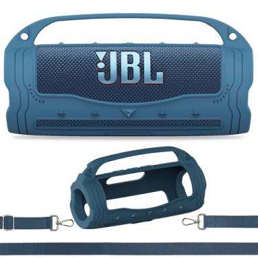 Imagem de Capa de silicone para JBL Flip 7 Acessórios de alto-falante Bluetooth portátil, capa protetora para alto-falante Flip 7 com alça de silicone e alça de ombro (azul)