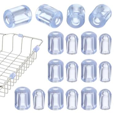 Imagem de Pacote com 60 protetores de pia de cozinha, 30 peças de pés de borracha transparente de 46 mm ID para grades de pias, 30 peças de 4 mm ID universal grade de linha de grade de substituição para pia de