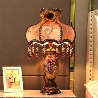 Imagem de Luminária de mesa retrô americana, estilo europeu de luxo, para sala de estar, quarto, escritório, casa de campo (K D35H56CM 1 peça)