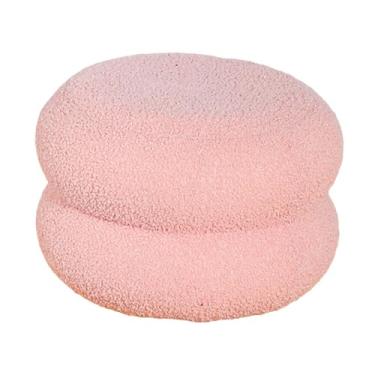 Imagem de IEUDNS Banqueta redonda, otomana, banquinho para trocar sapatos, apoio para os pés no sofá, ideal para quarto e casa, Rosa