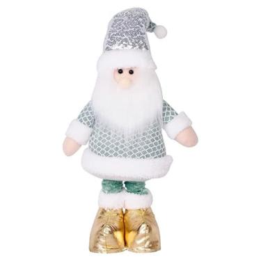 Imagem de Papai Noel Decorativo – Enfeite Natalino Verde Claro e Dourado, Enfeite de Natal para Mesa, Sala, Decoração Elegante para Ambientes Festivos