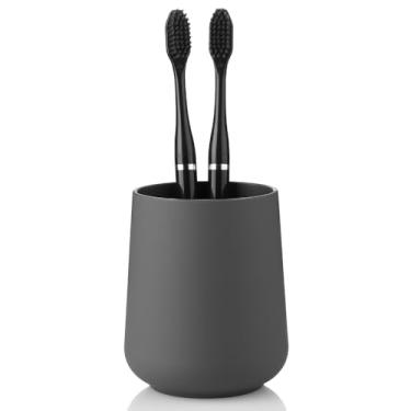 Imagem de YAUKPH Suporte de escova de dentes cinza fosco para escovas de dentes elétricas organizador de banheiro para pasta de dente crianças e adultos