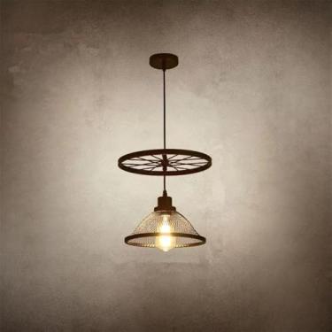 Imagem de Luminária pendente vintage industrial com LED, estilo americano, para sala de estar, restaurante, quarto, casa de campo, loft, loja de roupas, café, bar, casa de família (GA 1 lâmpada)