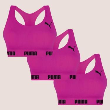 Imagem de Kit Com 3 Tops Puma Nadador Sem Costura E Sem Bojo Fitness Fit Para Academia Corrida Treino-Feminino