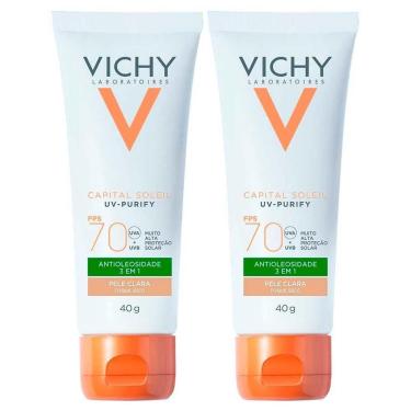 Imagem de Vichy Idéal Soleil Purify Kit com 2 Unidades – Protetor Solar Facial com Cor FPS70 - Clara Kit-Unissex