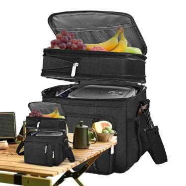 Imagem de Bolsa térmica térmica para viagem, forro à prova de vazamento, impermeável, portátil, alça ajustável, compartimentos para férias, adultos, viagens, mulheres, acampamento, atividades ao ar livre