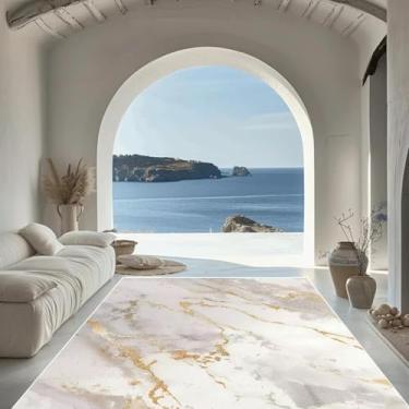 Imagem de Tapetes para sala de estar, 160 x 200 cm, nórdico, leve, luxuoso, decoração de sala de estar, estilo mármore abstrato, antiderrapante, lavável, tapetes para quarto