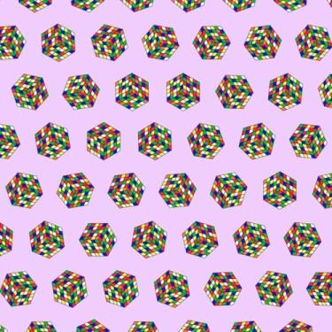 Imagem de Quadro Decorativo Estampa Cubo de Rubik Isométrico Arte Moderna Parede Sala Escritório 30x30cm