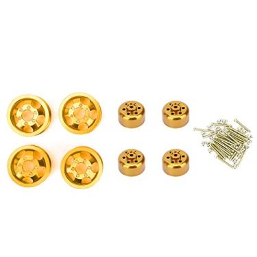 Imagem de Ainoli 4 unidades RC Controle Remoto cubo de roda de carro com peças de adaptador curto adequadas para WPL 1/16 (Ouro)