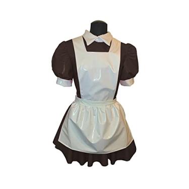 Imagem de Vestido masculino masculino manga Wetlook látex vestido rodado, marrom escuro, 7GG