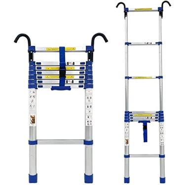 Imagem de Escada telescópica de alumínio com gancho, escadas de extensão telescópica de 8 m/7 m/6 m/5 m/4 m/3 m/2 m/1 m de altura para casa/sótão/trailer/teto externo, carga 150 kg (tamanho: 1,8 m/5,9 pés