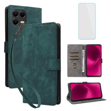 Imagem de IUQXU Capa carteira para celular T-Mobile Revvl 8 Pro com protetor de tela [bloqueio de RFID] couro flip porta-cartões com suporte para celular feminino e masculino para T Mobile Revvl8 Pro TMobile