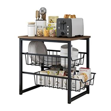 Imagem de Rack de armazenamento de microondas, suporte para forno de microondas, organizador de bancada de cozinha, suporte de armazenamento de torradeira, suporte de louça, organizador de pratos