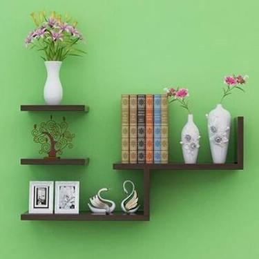 Imagem de Prateleiras de parede flutuantes de parede, conjunto de 4, prateleiras de armazenamento montadas na parede, prateleiras decorativas de parede para quarto, cozinha, sala de estar, escritório, arte de