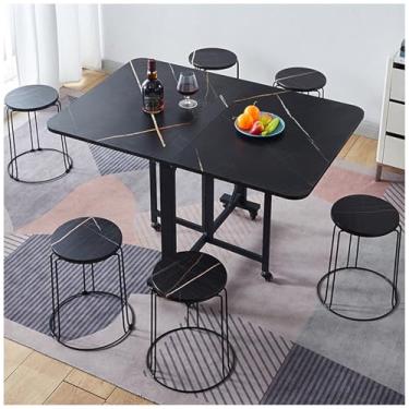 Imagem de HYUIO 80 x 120 cm (móvel), mesa de jantar dobrável multifuncional retangular extensível dobrável em 3 formas para cozinha e sala de estar
