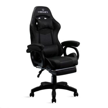 Imagem de Cadeira Gamer Preto Healer Level Reclinável Giratória com apoio de pés-Unissex