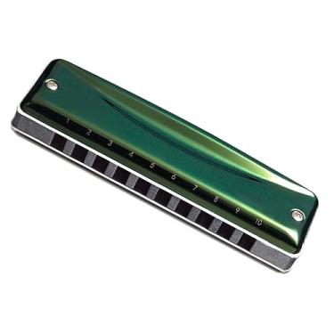 Imagem de Gaita diatônica 10 furos harpa verde instrumentos de gaita profissional (cor: chave de G)