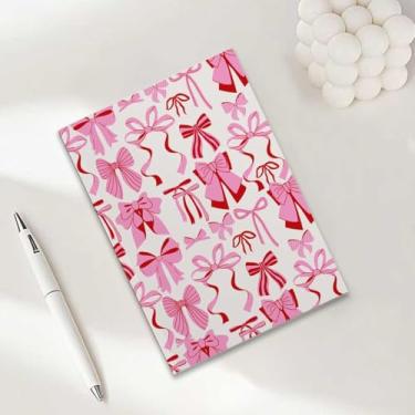 Imagem de Caderno com laço rosa, caderno A5 para anotações de escritório, agenda de 21 x 14,7 cm, agenda de viagem, diário de viagem