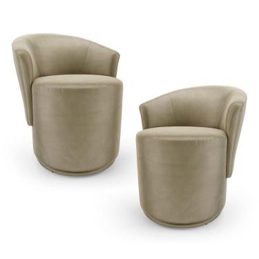 Imagem de Kit 02 Poltronas Orgânicas Living Mavi Fixa Veludo Bege - Desk Design