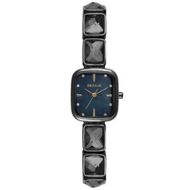 Imagem de Relógio Seculus Feminino Ref: 77334lpsvpb3 Retangular Bracelete Black