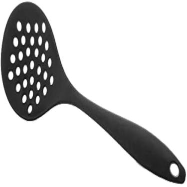 Imagem de Escumadeira flexivel preta para cozinhar, silicone, antiaderente, resistente, culinario, macio, excelente