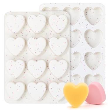 Imagem de Moldes de silicone branco em forma de coração de 12 cavidades para Dia dos Namorados, formas de chocolate, formas de cubos de gelo, para festa dos namorados, aniversário, casamento, sobremesa, fazer