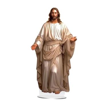 Imagem de KiBcsLic Decoração de mesa com cena natalina 2D, peça central criativa em acrílico plano com suporte, ideal para lareira, festas e ambientes internos, 20cm Masculino