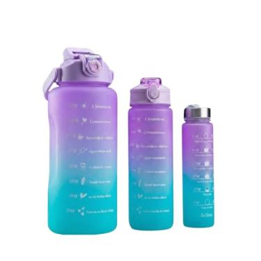 Imagem de Garrafa Squeeze Água Galão 2L 900ml 300ml Degrade Adesivos 3D Degrade:Tampa Lilás