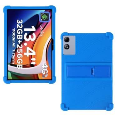 Imagem de AKNICI Capa para tablet DOOGEE Tab G6 Max/TABWEE T60 Pro/TECLAST T65 Plus/TECLAST T65 13,4 polegadas, capa protetora pesada de silicone macio com suporte ajustável, azul