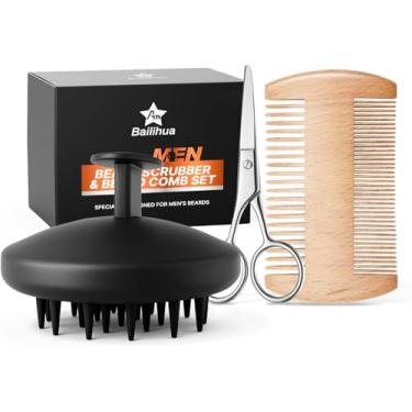 Imagem de Escova de barba masculina de silicone para barba esfoliante de cabelo de limpeza profunda para o rosto ajuda xampu condicionador de barba melhor limpeza, ajuda para óleo - reutilizável e ecológico