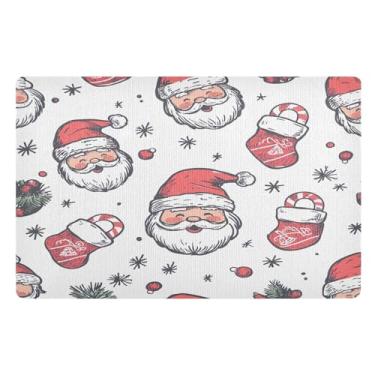 Imagem de STAYTOP Lindo tapete de porta de Papai Noel, entrada externa, 81 x 50 cm, tapete de boas-vindas ao ar livre/interno, tapetes de banho fofos, capacho frontal antiderrapante para entrada, pátio, áreas