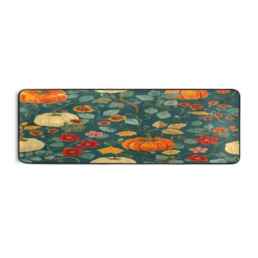Imagem de Qilmy Tapete de corrida de abóbora colorido de Ação de Graças, 183 x 61 cm, antiderrapante, antifadiga, confortável, tapetes longos, para quarto, sala de estar, banheiro, corredores, entrywa500