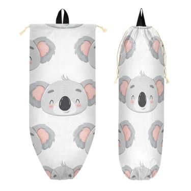 Imagem de xigua Suporte de parede bonito Koalas para saco de plástico com cordão, 1 pacote, reutilizável para decoração organizadora de sacolas de compras, meias, roupas íntimas e gravatas