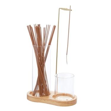 Imagem de DICOSMETIC 1 conjunto de suporte de incenso para palitos 2 em 1 queimador de incenso transparente, sem cinzas, com apanhador de vidro para aromaterapia, meditação e decoração de sala de ioga