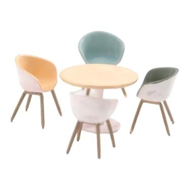 Imagem de Luwecf Conjunto de Mesa E Cadeiras em Miniatura para Casa de Bonecas, com Acessórios em Resina, Figuras Pintadas à Mão para Decoração Criativa de Vitrines E, Style a, Tamanho real