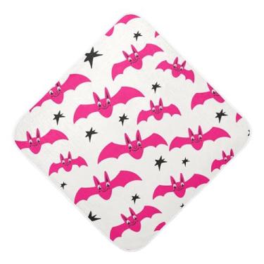 Imagem de Burbuja Toalha de banho de bebê Pink Bats - Toalha com capuz de musselina macia e absorvente para recém-nascidos, 76 x 76 cm