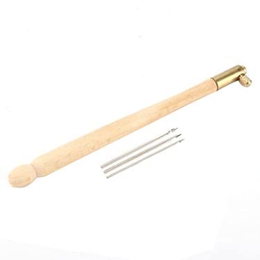 Imagem de GLOGLOW Gancho Tambor de Aço Inoxidável, Cabo Ergonômico de Madeira Composta Com 3 Agulhas de Miçangas para Bordado Francês, Artesanato Feito à Mão e Projetos de tricô Doméstico