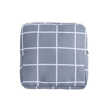 Imagem de Bolsa feminina de armazenamento para moedas e absorventes higiênicos – 3 opções de estilo, estampas de grade/cacto para organização versátil, Grade cinza, Tendência