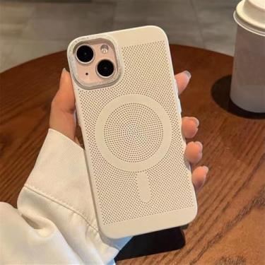 Imagem de Capa ultrafina com dissipação de calor respirável e refrescante para iPhone 16 11 12 13 14 15 Pro Max Plus magnética para capa fosca, branca, para iPhone 11 ProMax