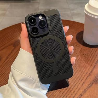 Imagem de Capa ultrafina com dissipação de calor respirável e refrescante para iPhone 16 11 12 13 14 15 Pro Max Plus magnética para capa fosca, preta, para iPhone 12 Pro