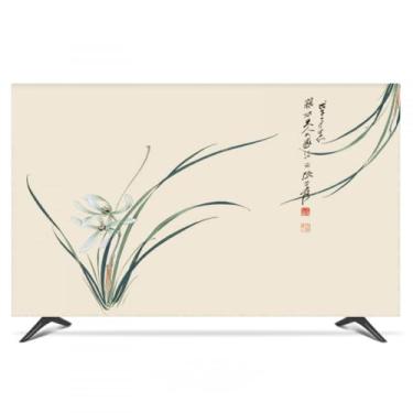 Imagem de Capa de TV para ambientes internos, capa universal contra poeira LCD/LED para televisões de 32 a 80 polegadas, tecido à prova d'água e à prova de poeira, acessório decorativo para sala de estar - flor