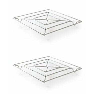 Imagem de Kit Descanso de Panela Inox Quadrado 14cm  Apoio para Panela Quente Re