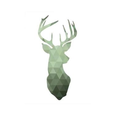 Imagem de Pintura Em Tela Abstrata De Folhas De Palmeira Verde Com Cervo, Arte D