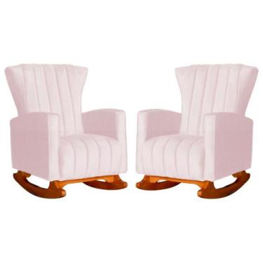 Imagem de Kit 02 Poltronas Decorativa Melinda Pés Balanço Suede Cores - DS Estof