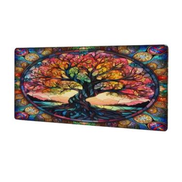 Imagem de Tapete de mouse com árvore da vida grande colorido à prova d'água para computador estendido tapete protetor de mesa antiderrapante base de borracha para escritório, computador, teclado, laptop e mesa