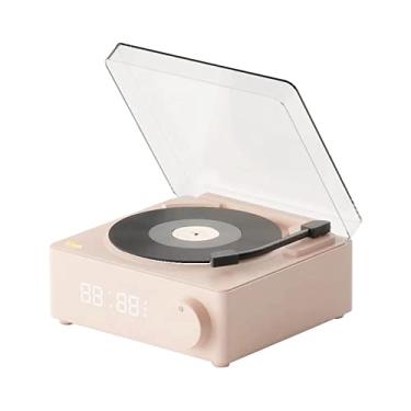 Imagem de Player de Música BT sem Fio Alto-Falante em Forma Vinil Retrô Relógio Despertador Portátil com 3 Alarmes 5 Toques 10m pa