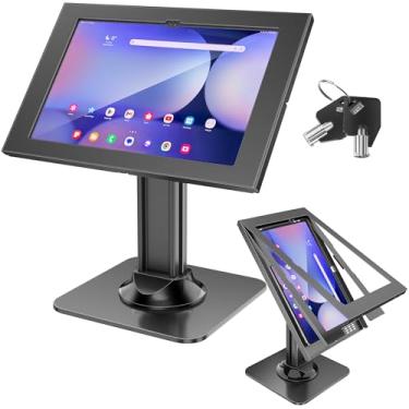 Imagem de AboveTEK Suporte de mesa de segurança para tablet com compartimento de bloqueio, altura ajustável, compatível com Samsung Galaxy TAB 37.1 cm S8 S9 S10