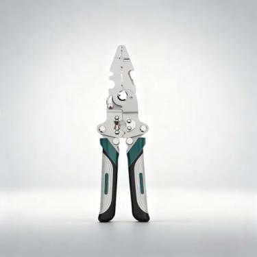 Imagem de Descascador de fios, ferramenta multifuncional dobrável com cortador e crimpador para 10-24 AWG, multiferramenta eletricista para projetos elétricos domésticos