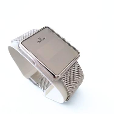 Imagem de Relógio feminino digital prata 40mm Led Champion